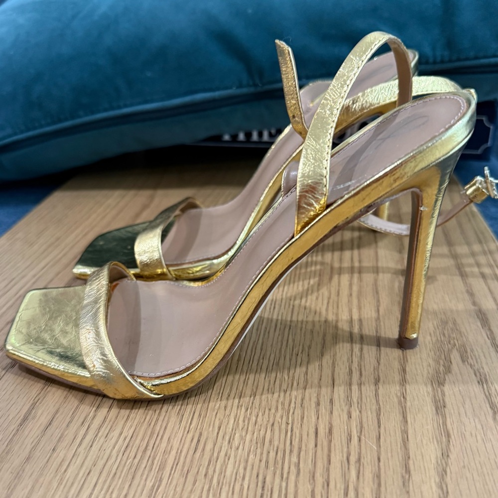 Gold Strappy High Heel Sandals